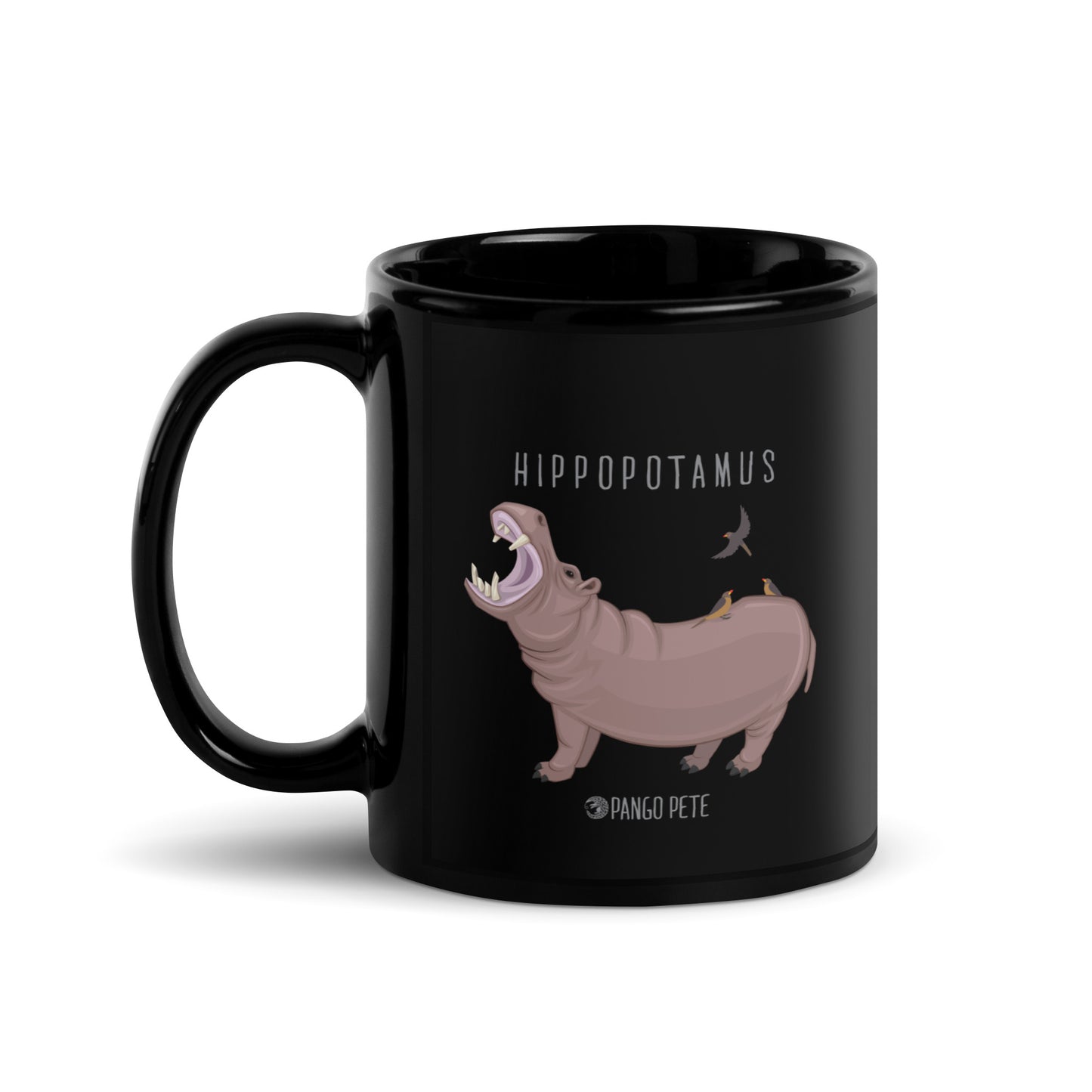 Hippopotamus Mug — Black, 11 oz.