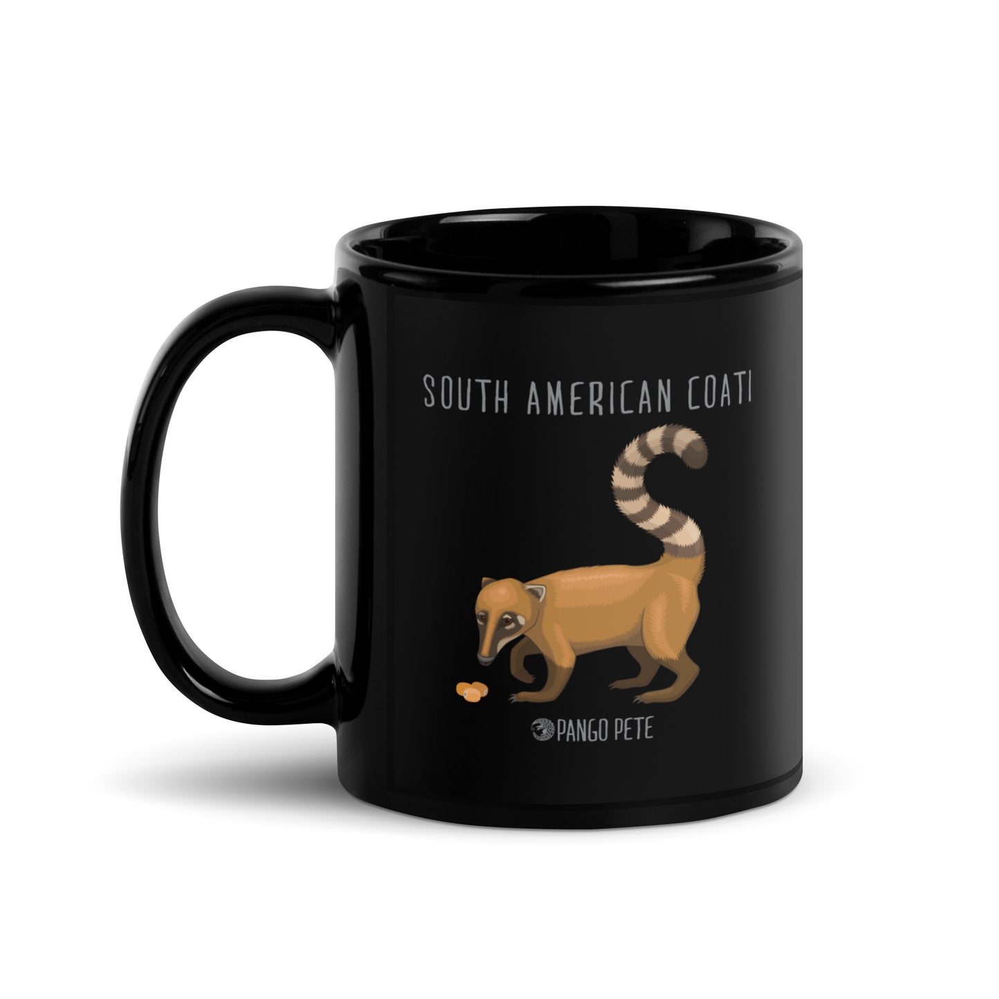 South American Coati Mug — Black, 11 oz.