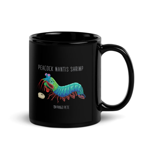 Peacock Mantis Shrimp Mug — Black, 11 oz.
