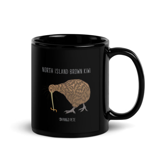 North Island Brown Kiwi Mug — Black, 11 oz.