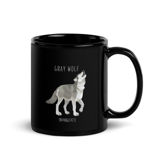 Gray Wolf Mug — Black, 11 oz.