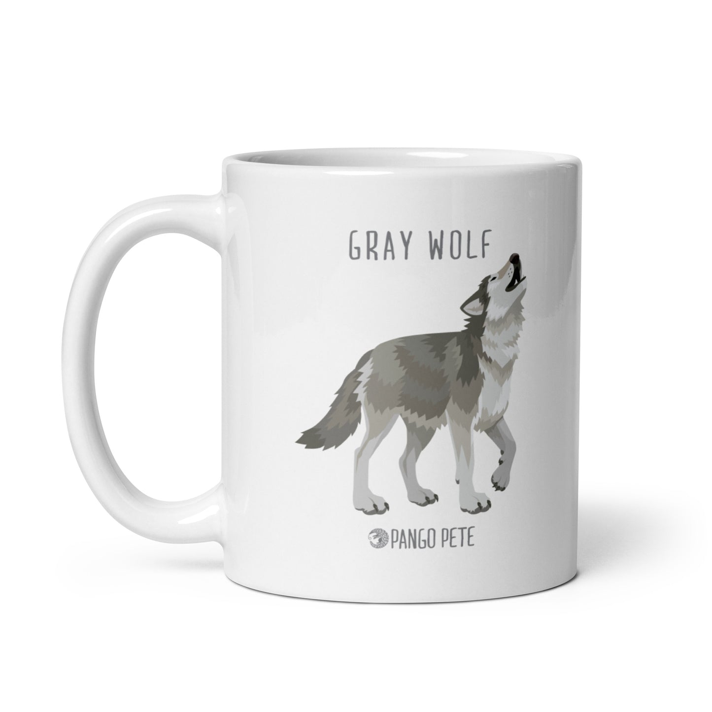 Gray Wolf Mug — White, 11 oz.