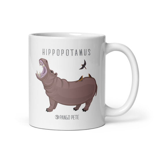 Hippopotamus Mug — White, 11 oz.