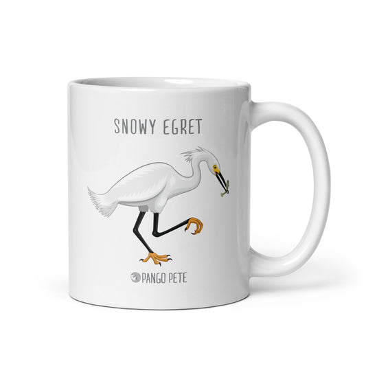 Snowy Egret Mug — White, 11 oz.
