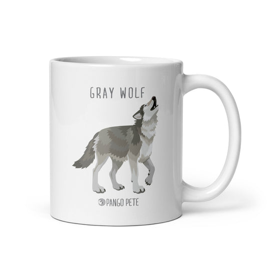 Gray Wolf Mug — White, 11 oz.