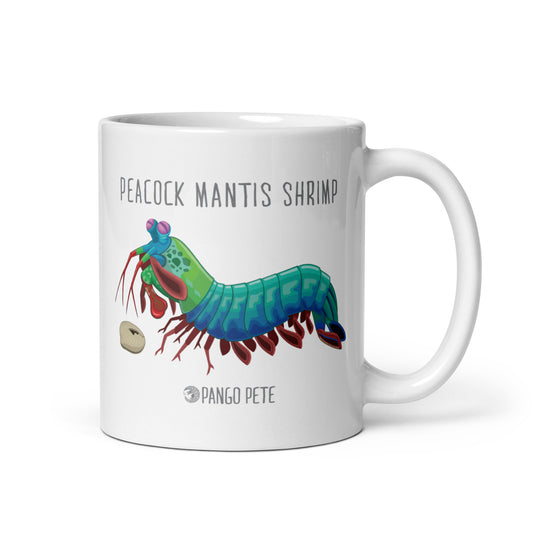 Peacock Mantis Shrimp Mug — White, 11 oz.